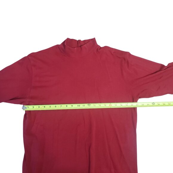 LL Bean Mens‎ Red High Neck Long Sleeve Shirt Size L Normcore Staple Casual - Picture 6 of 6